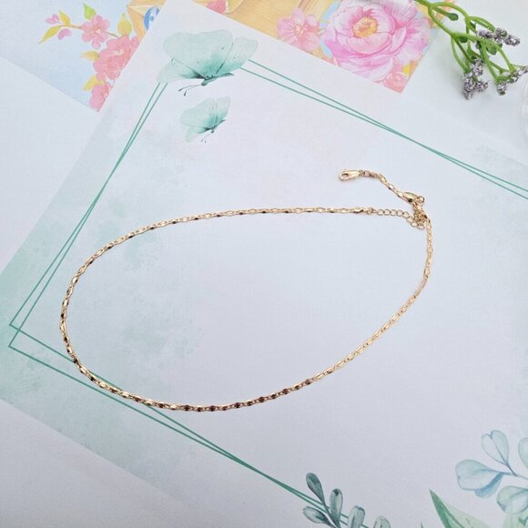 "Textured Link Rose Gold Chain Necklace, 18+2 Inch, Gold Plated Brass, XPNL0110 - Picture 10 of 12